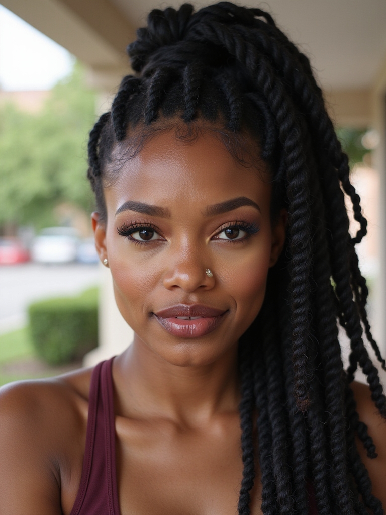 twisted high ponytail routine