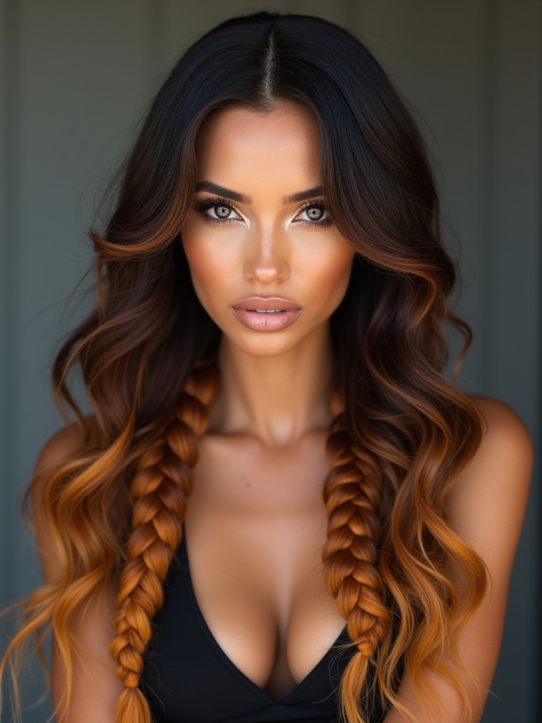 two tone caramel ladder braids