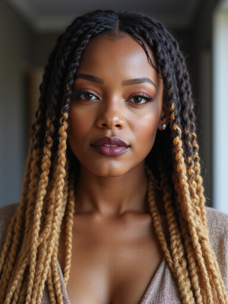 two tone textured goddess braids