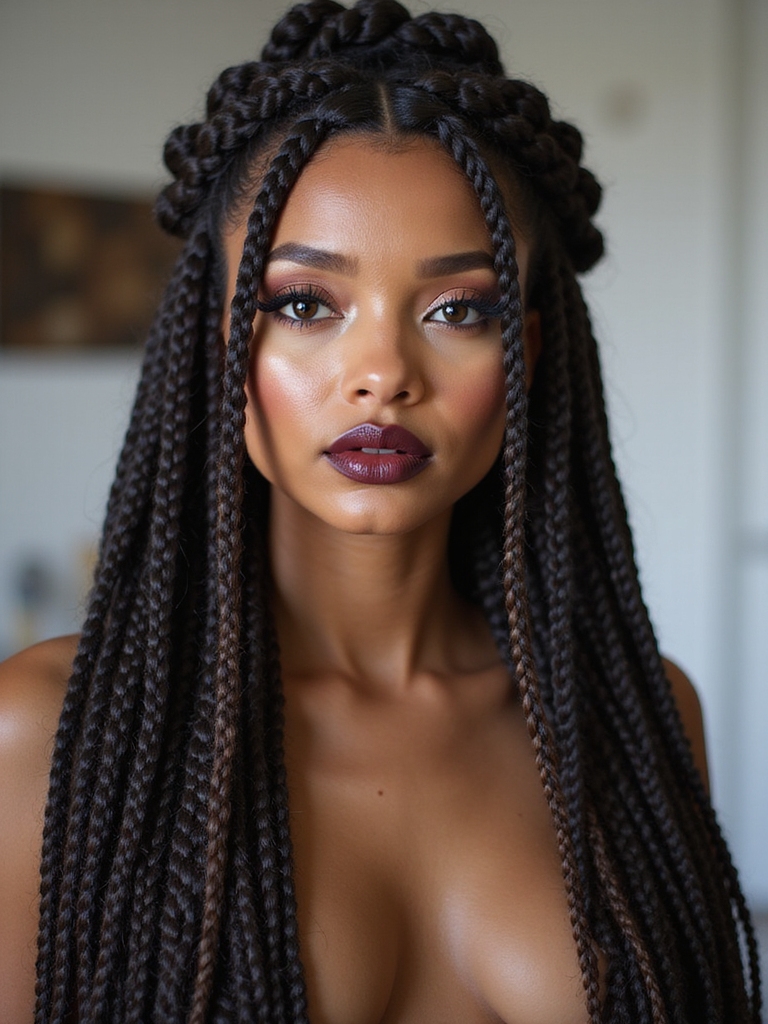voluminous halo knotless braids