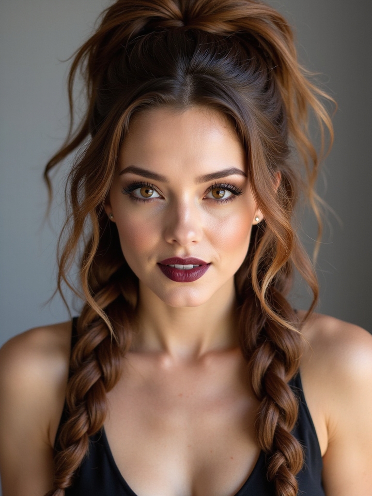 voluminous polished braided ponytail