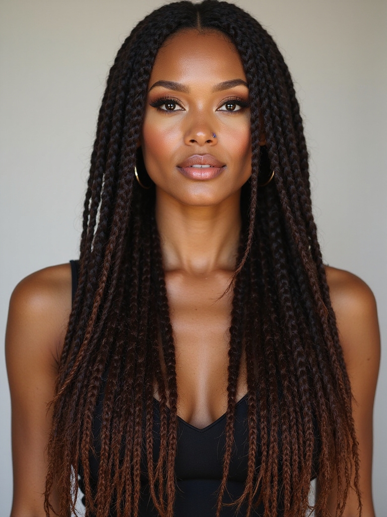 waist length glossy swinging braids
