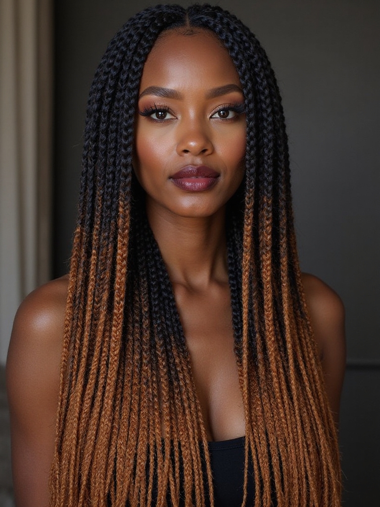 waist length protective box braids
