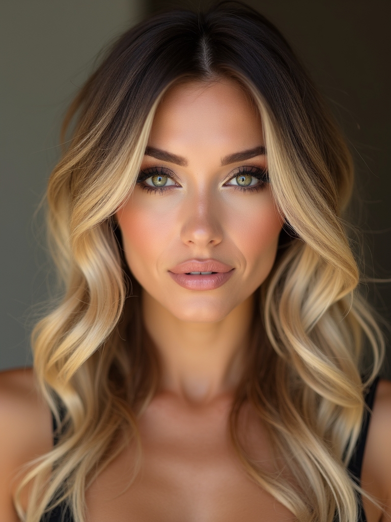 ashy rooted honeyed blended ombr