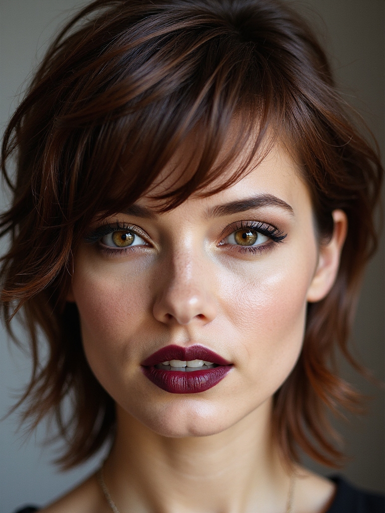 auburn face framing textured shag