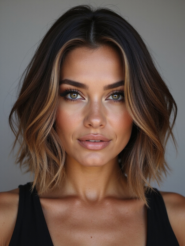 blunt medium length center part