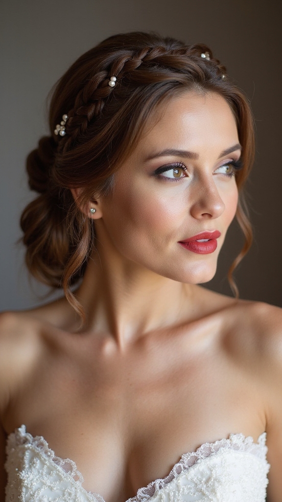 braided halo with pearls