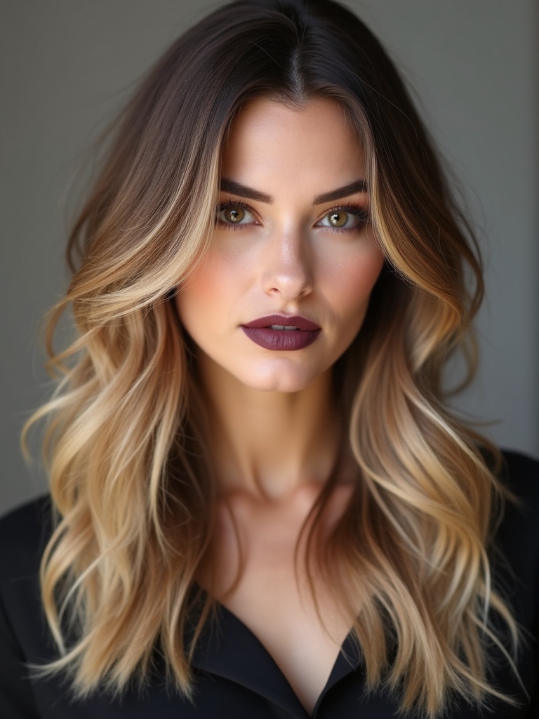 brightened face framing balayage contrast