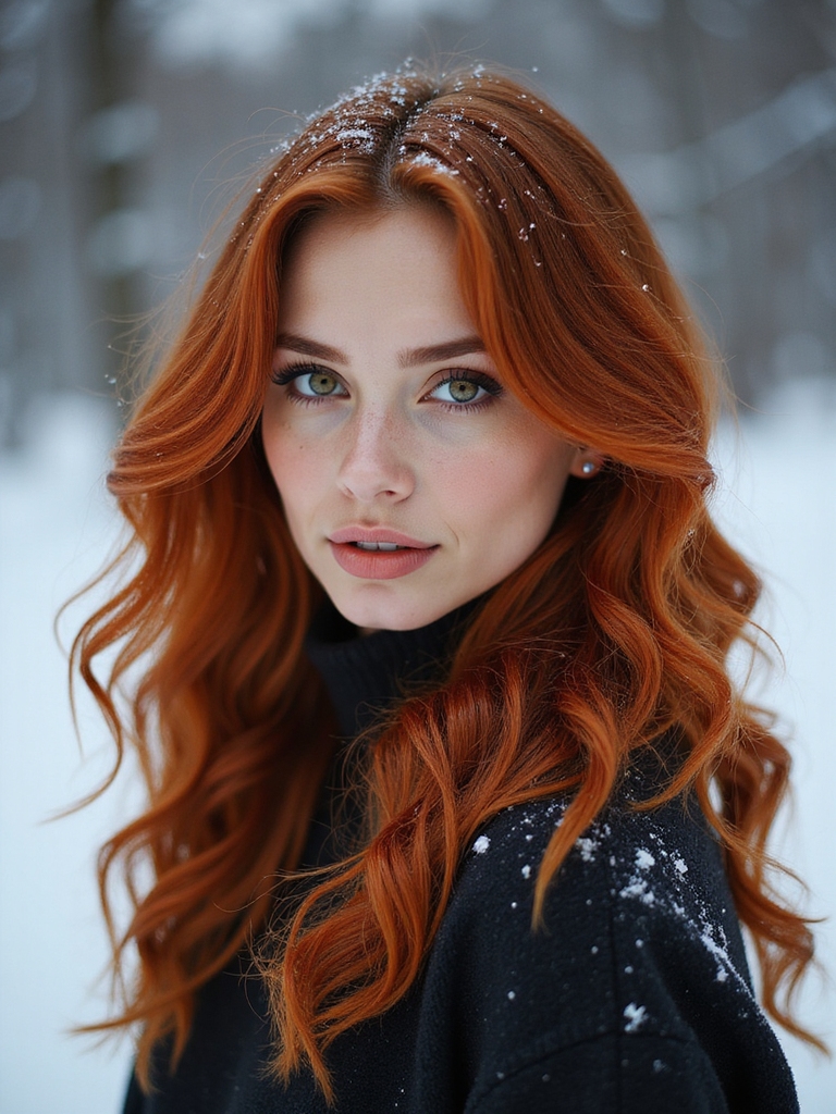 burnished copper warms snowy glow