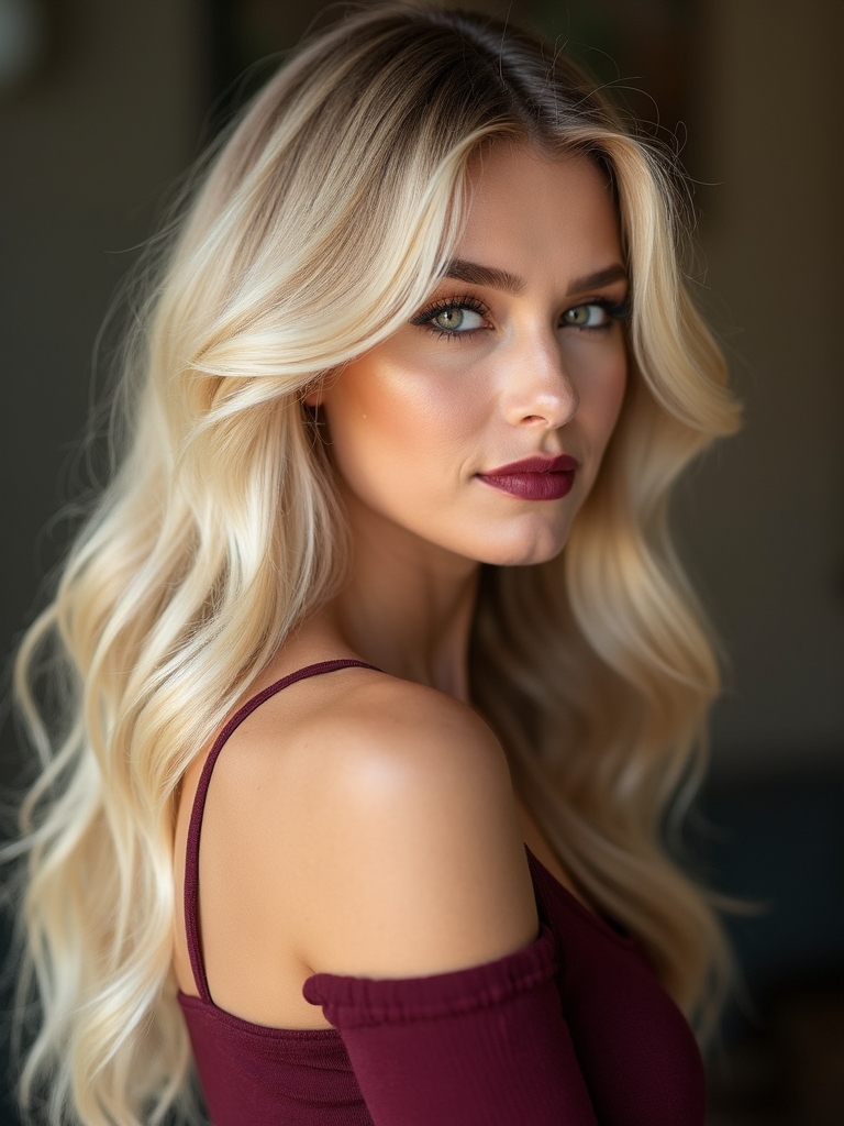 buttery blonde lifted face framing