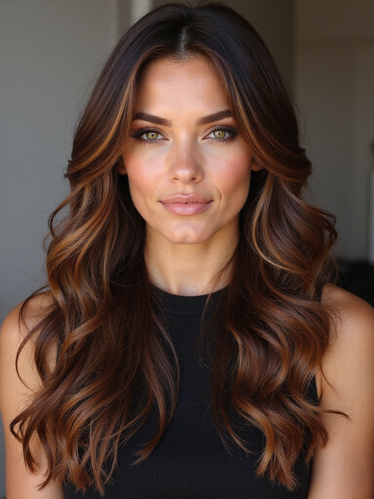 chestnut hair with honey highlights