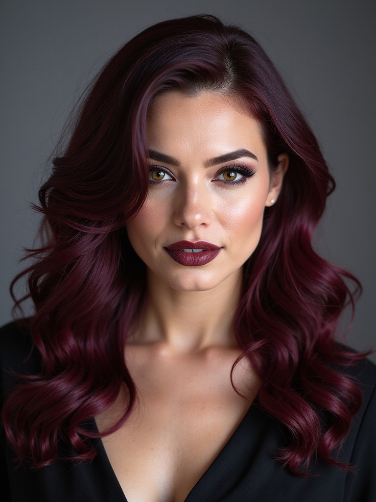 cool toned glossy burgundy hues