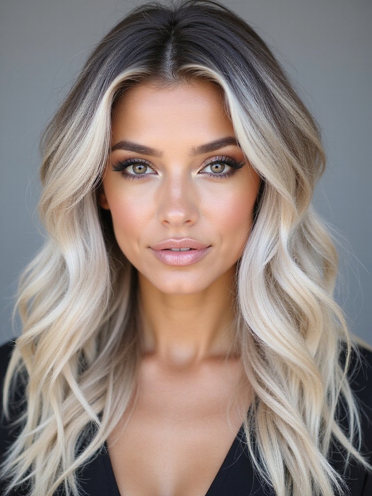 cool toned silver balayage shadow