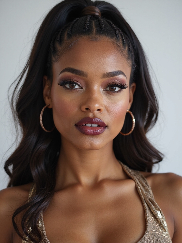 crimped ponytail with braids