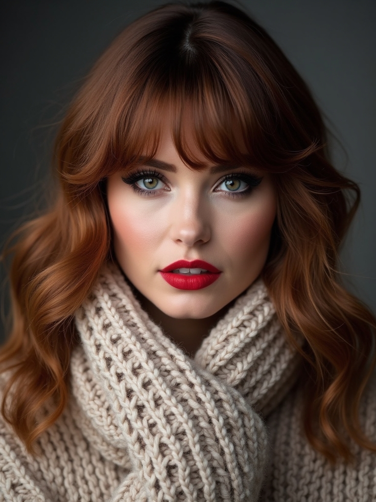 curtain bangs peek through scarves