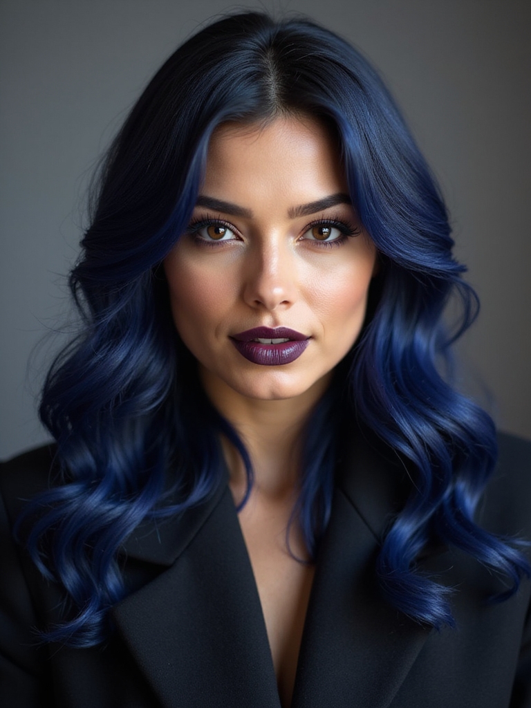 deep blue black glossy finish