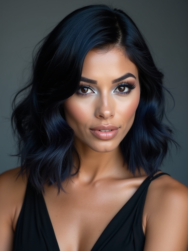 deep raven blue black shine