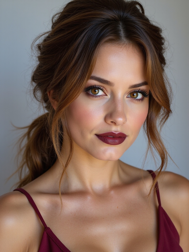 deep side part tousled bun