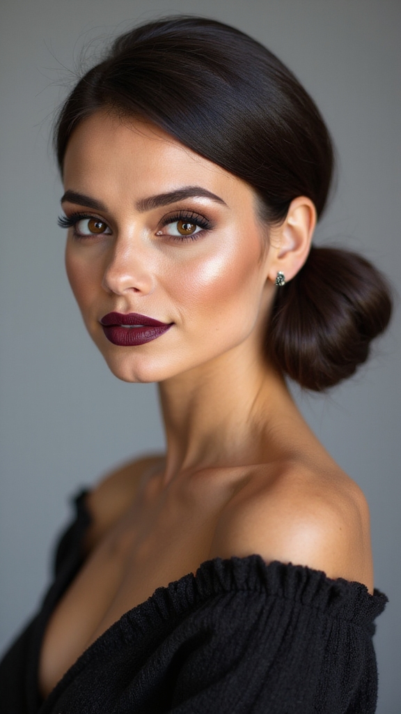 deep side sleek low chignon