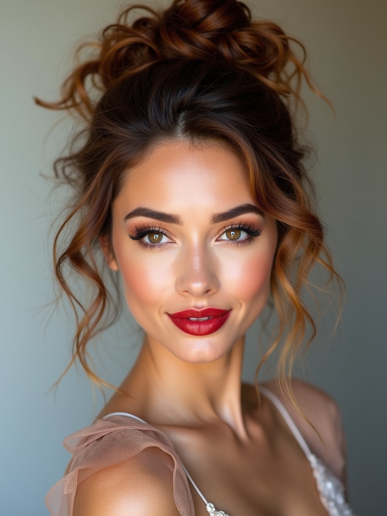 deliberately messy textured chignon