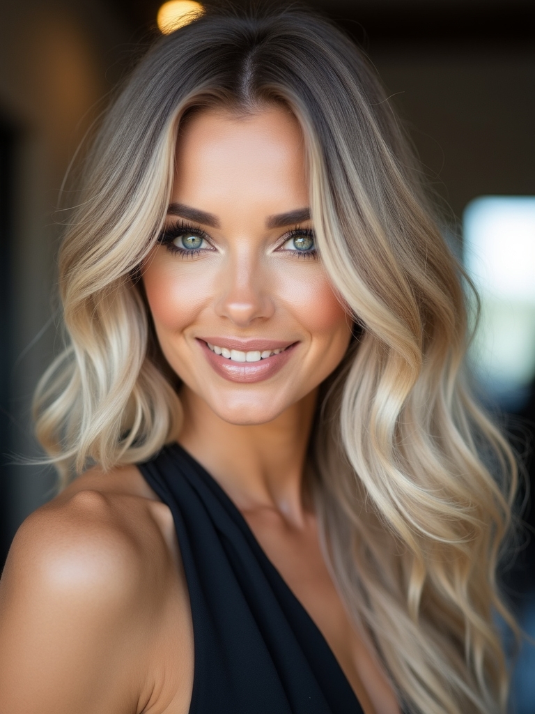 dewy glossy warm blonde