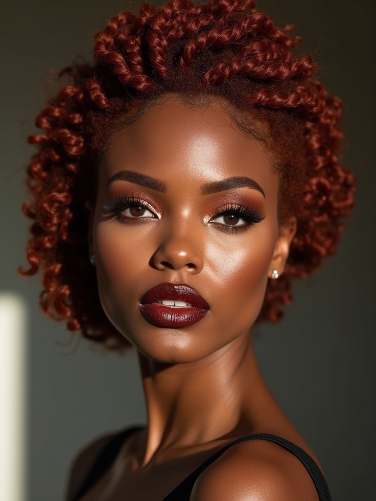 elegant low chignon copper balayage