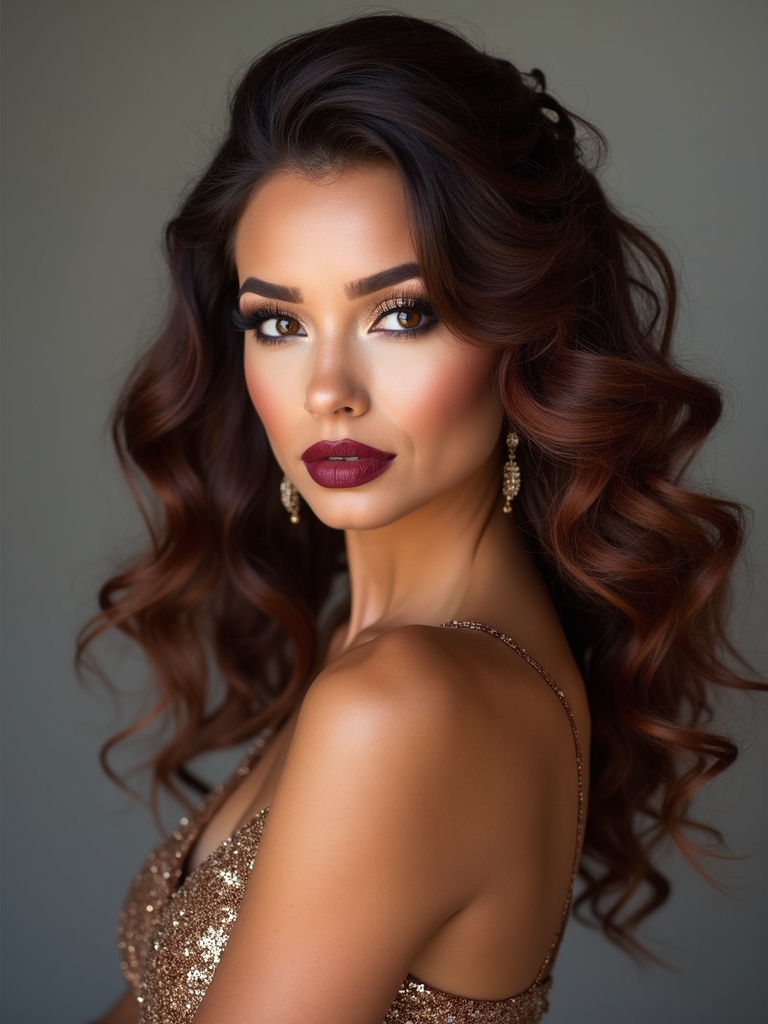 fishtail accented half up curls
