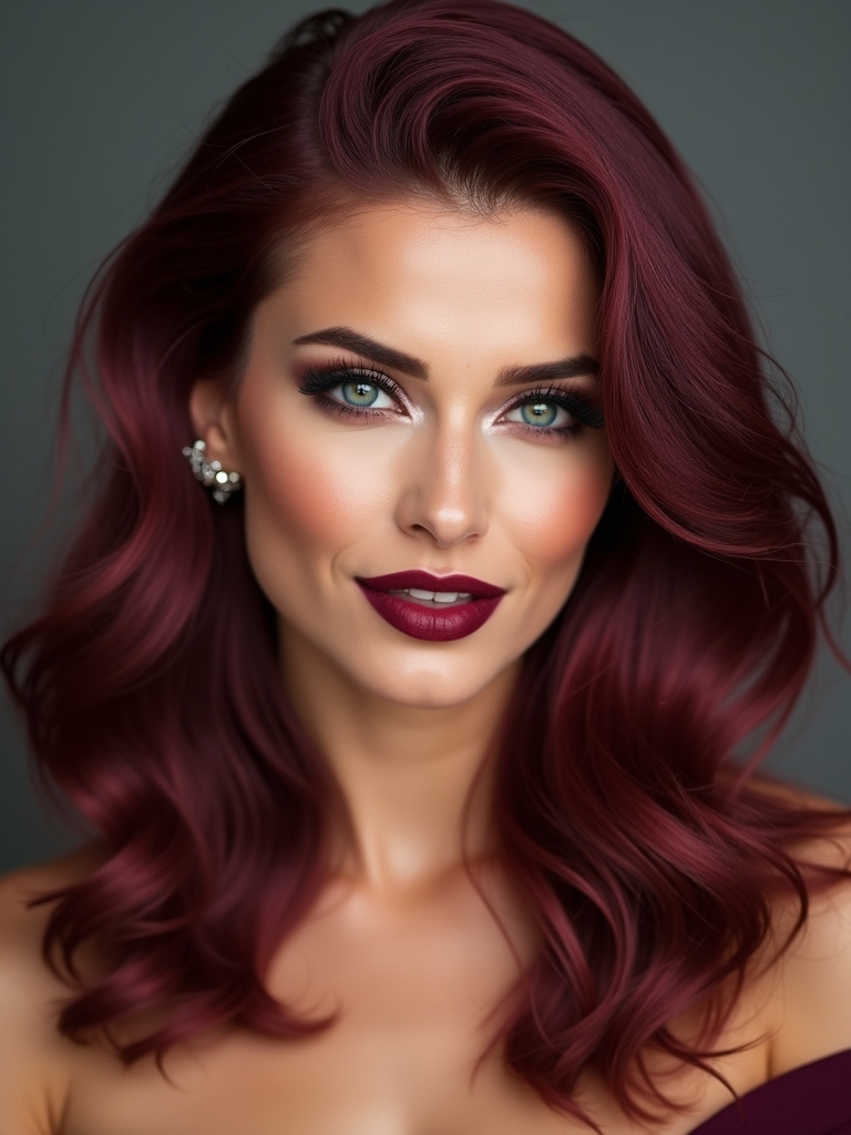 glossy deep burgundy shade