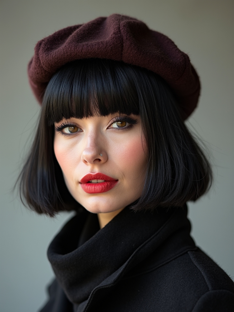 glossy hat friendly blunt bob