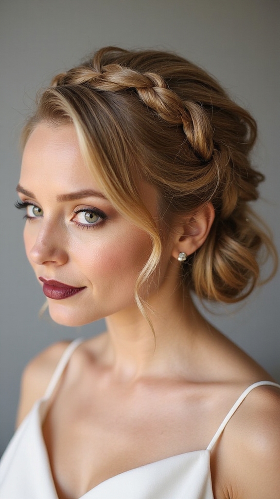 half up braided twisted chignon