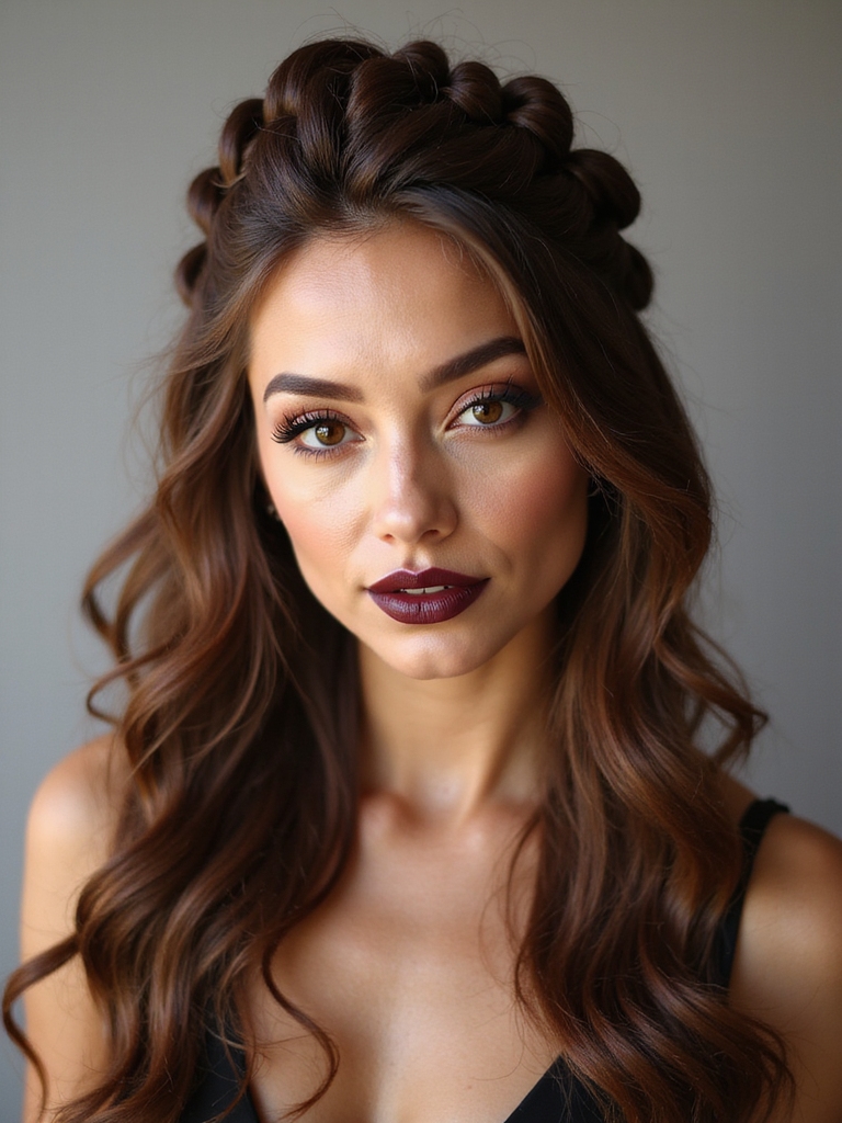 half up bubble braid volume