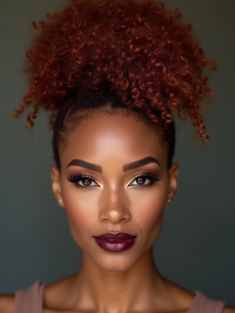 high copper highlighted voluminous puff