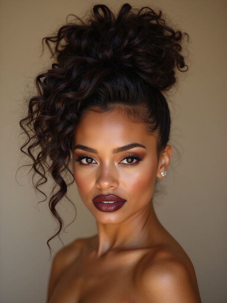 high textured curly bun