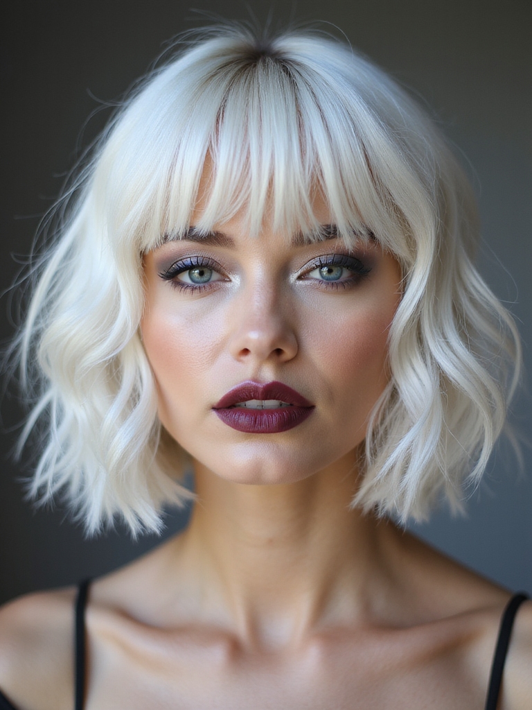 icy couture bob with curtain bangs