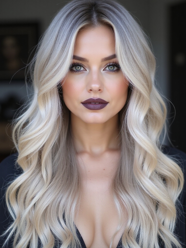 icy face framing ash blonde