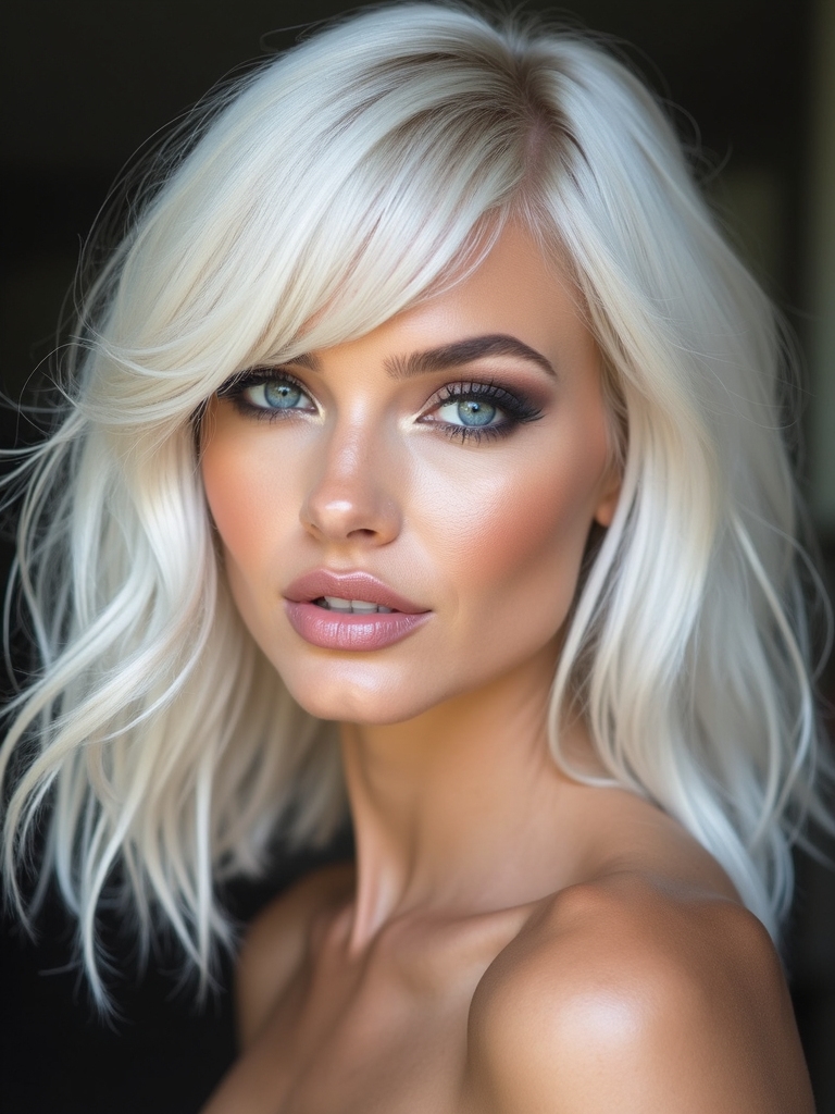 icy platinum with smoky roots