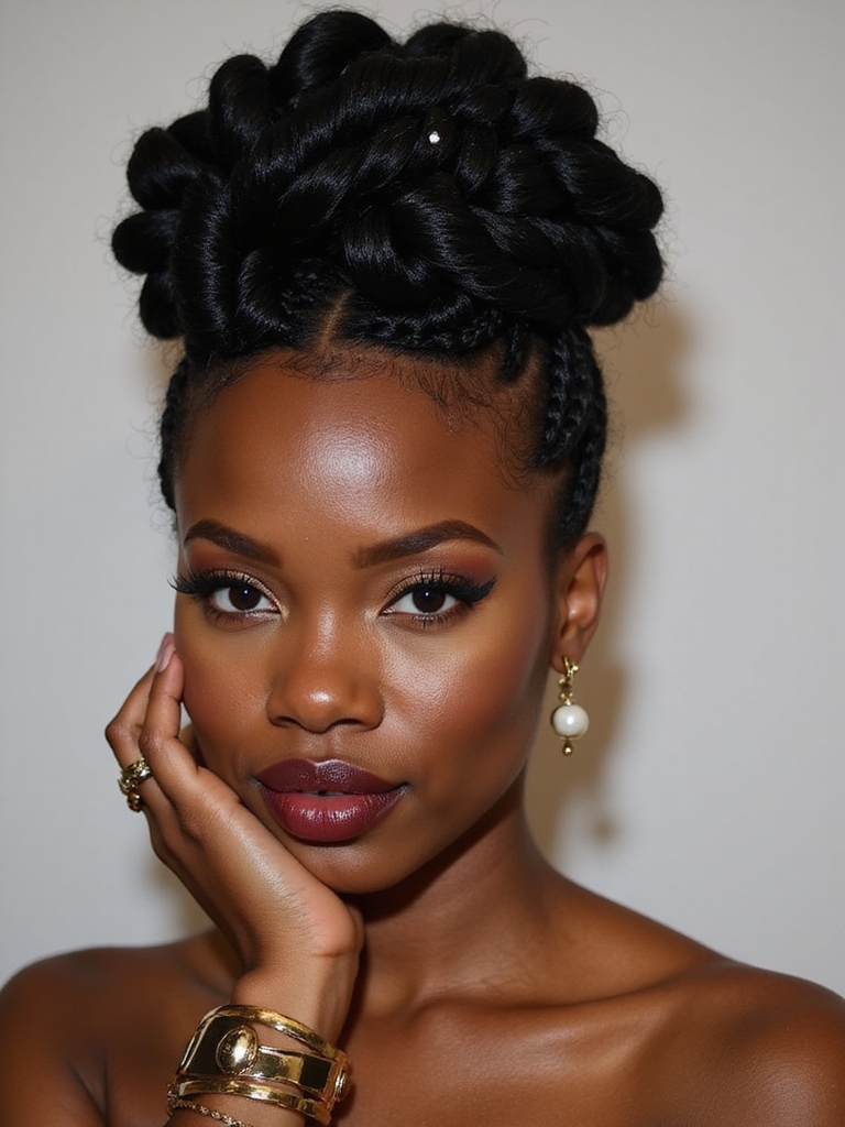 knotless braided polished bun