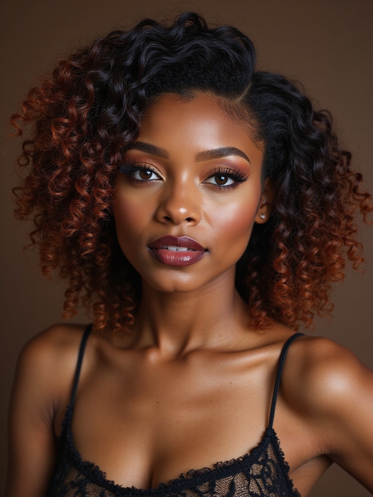 layered curls with parting