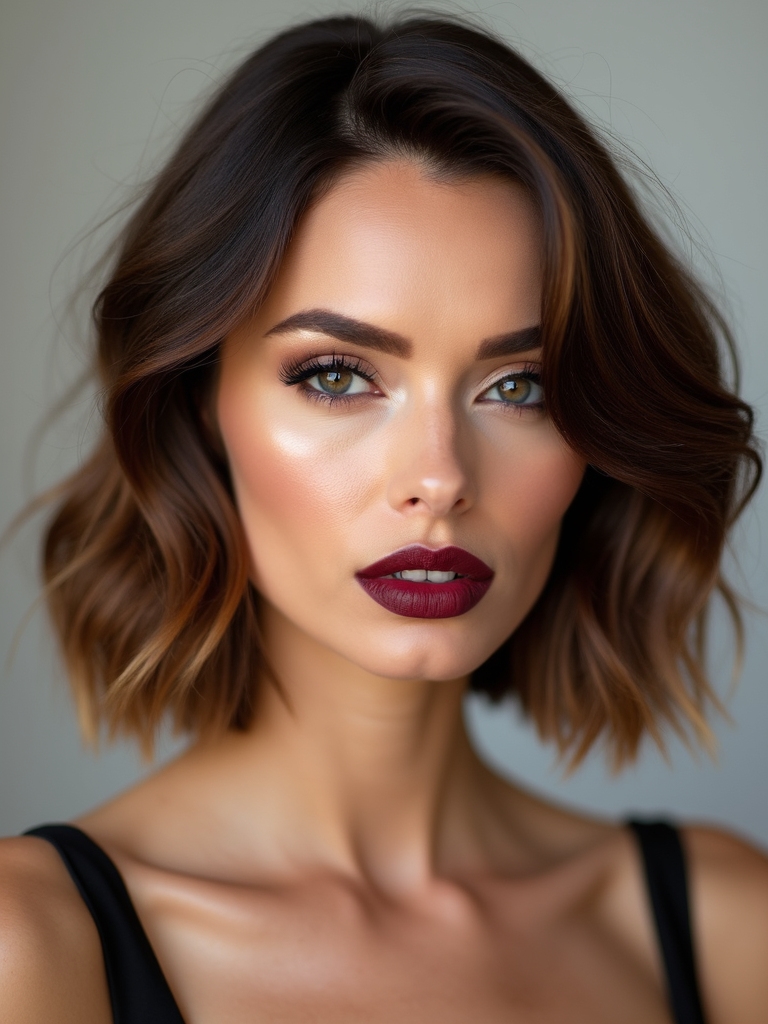 layered lob with feathered ends