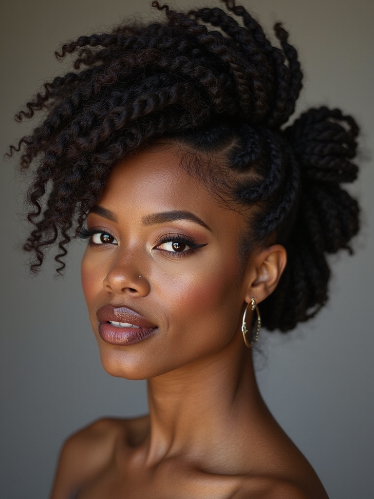 lifted textured cornrow bouffant