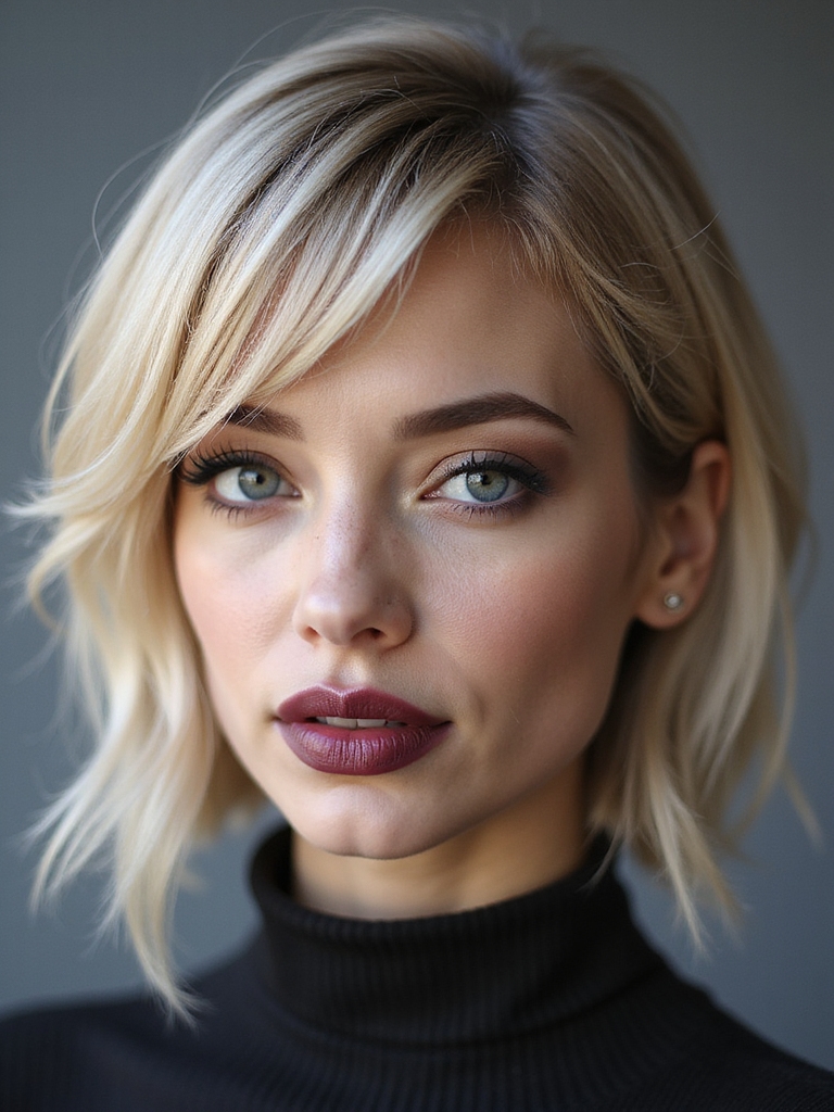 long pixie side swept fringe