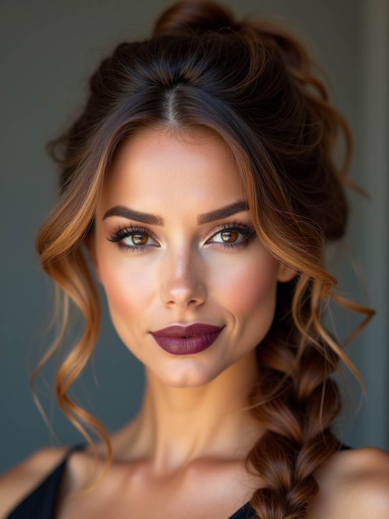 loose fishtail into bun