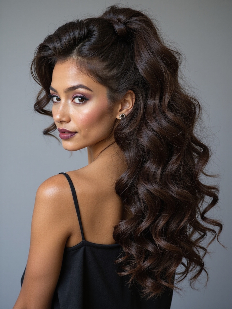 loose pull through curly bun