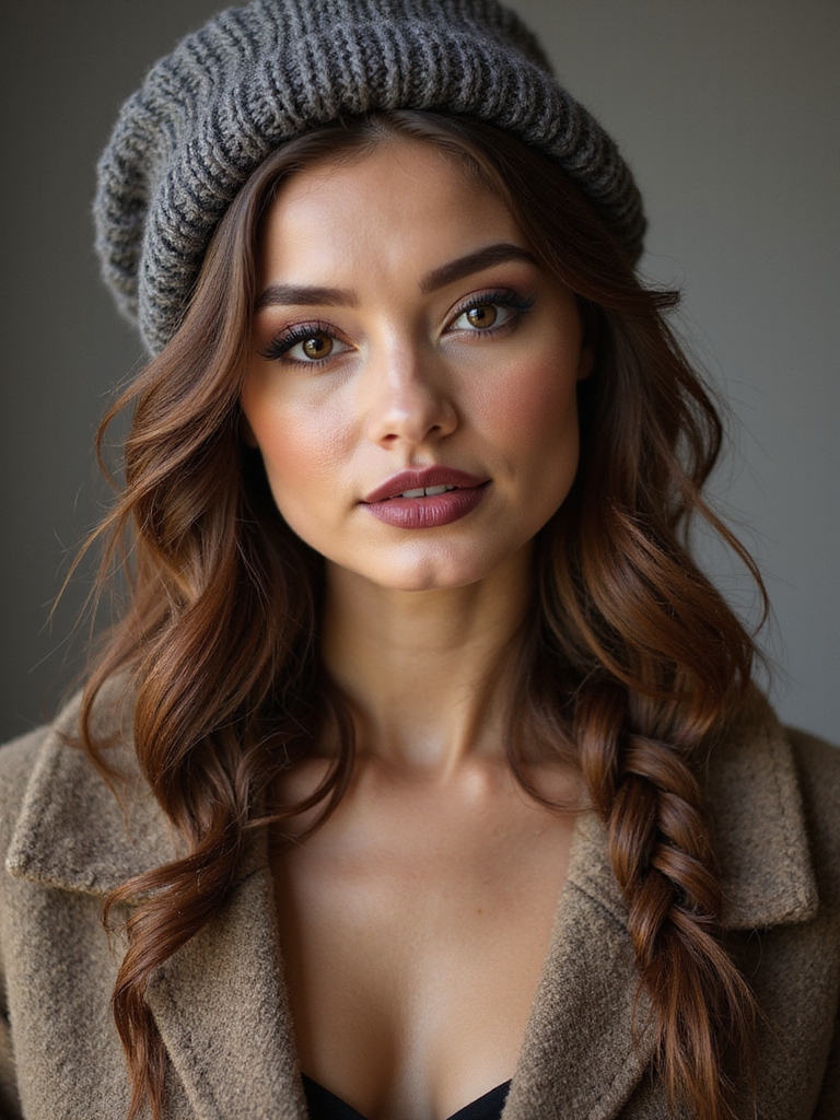 low loose low braided beanie