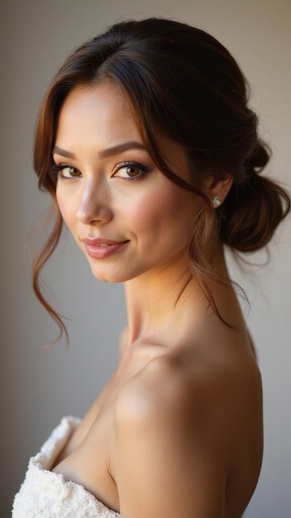 low sleek double twist updo
