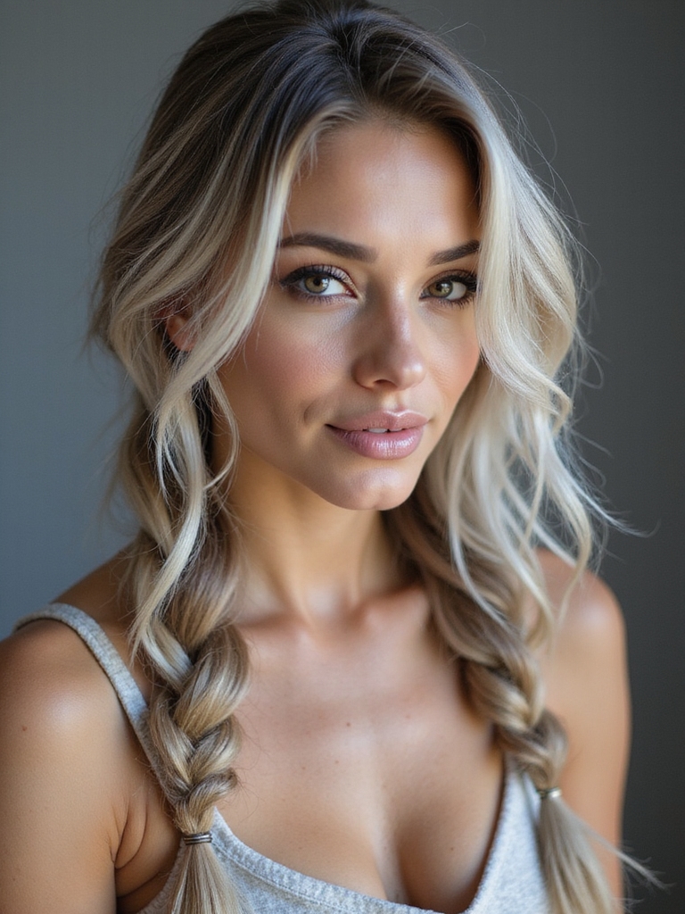 messy fishtail with icy highlights