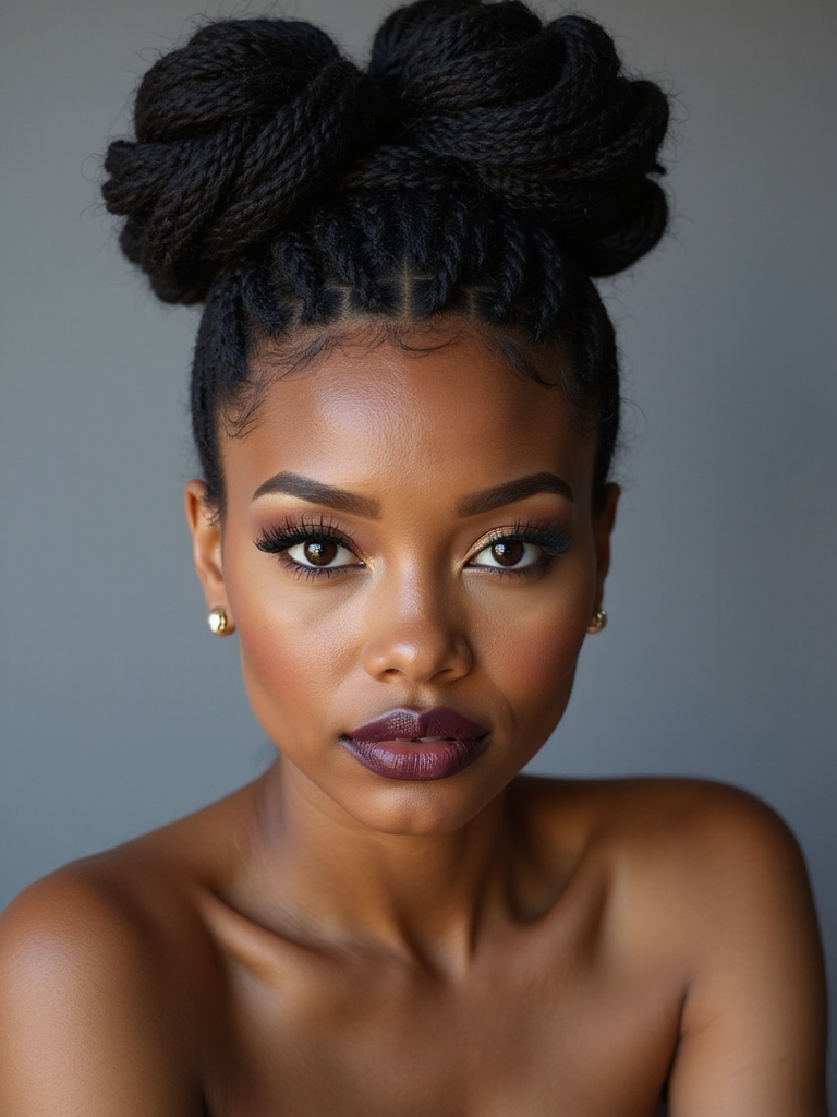 micro cornrows accentuated crochet updo
