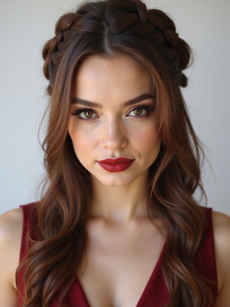 narrow ribbon twisted half up