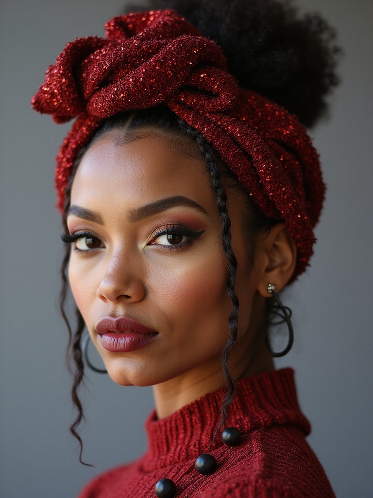protective updo with tinsel