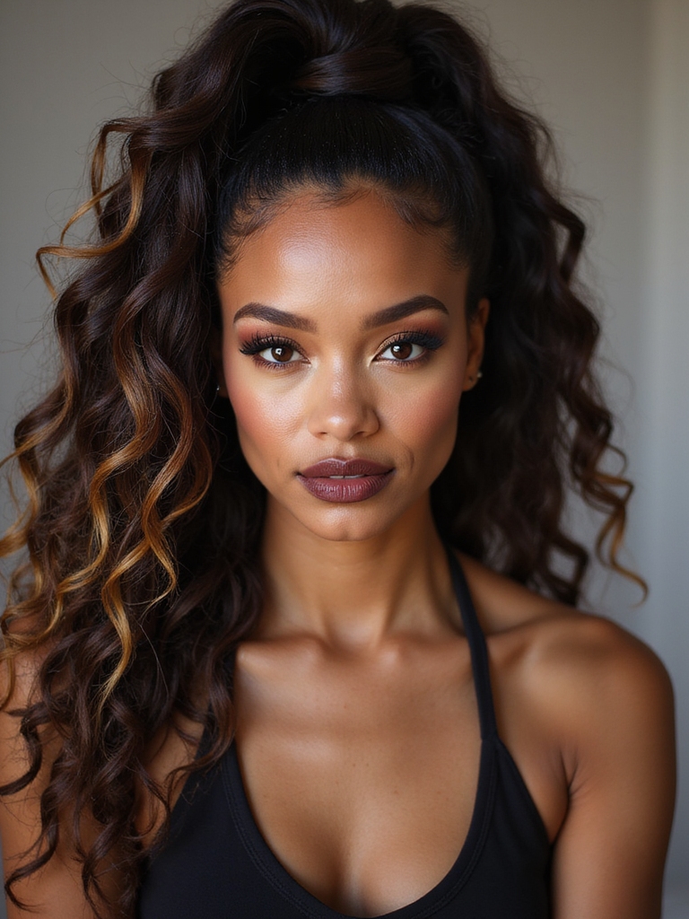 pull through ponytail showcasing layers